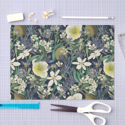 Midnight Floral  Botanisch Weefselpapier Tissuepapier (Craft)