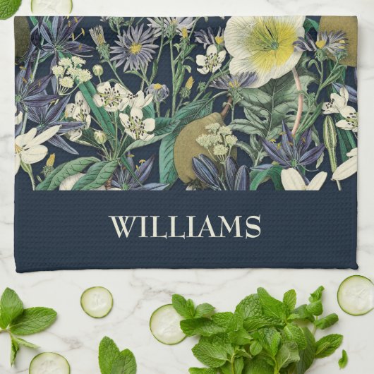 Midnight Floral  Botanische Douane Theedoek (Gevouwen)