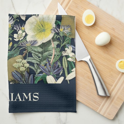 Midnight Floral  Botanische Douane Theedoek (Quarter Fold)