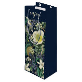 Midnight Floral  Botanische Douane Wijn Cadeautas (Achterkant Gekanteld)