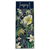 Midnight Floral  Botanische Douane Wijn Cadeautas (Achterkant)