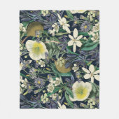 Midnight Floral  Botanische Fleece Deken (Voorkant)