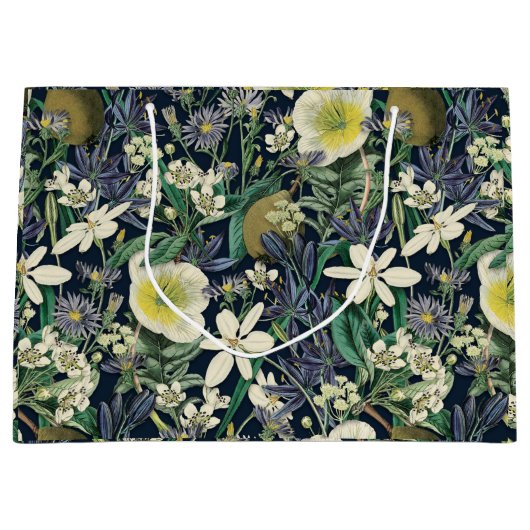 Midnight Floral  Botanische Gift Bag Groot Cadeauzakje (Voorkant)