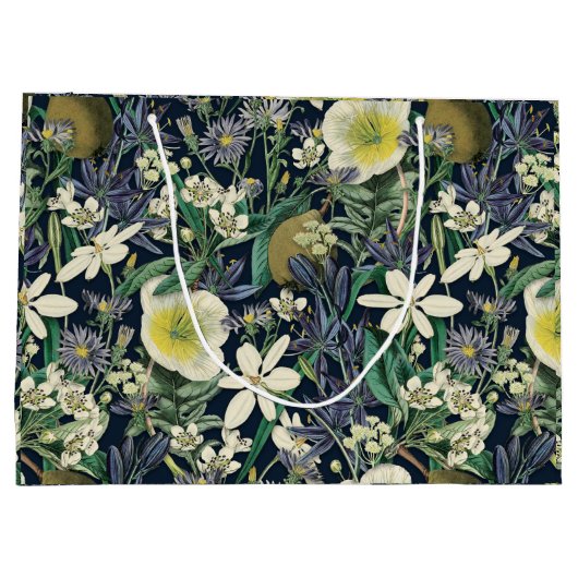 Midnight Floral  Botanische Gift Bag Groot Cadeauzakje (Achterkant)