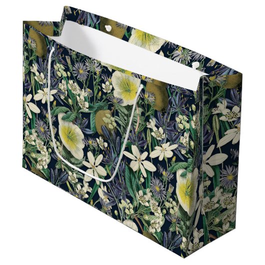 Midnight Floral Botanische Gift Bag Groot Cadeauzakje (Voorkant Gekanteld)