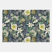 Midnight Floral  Botanische Grote Geschenktas Inpakpapier Vel (Voorkant 3)