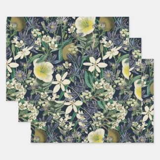 Midnight Floral  Botanische Grote Geschenktas Inpakpapier Vel