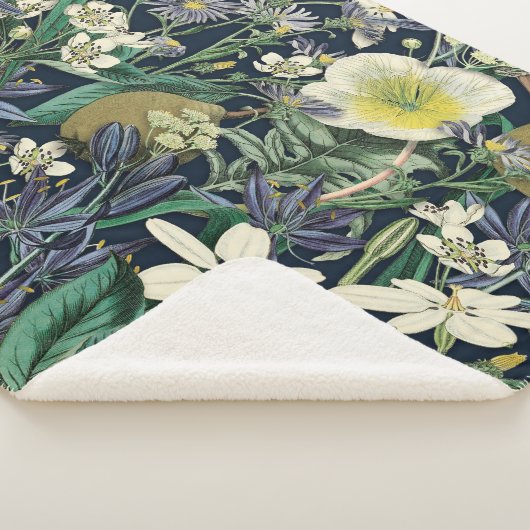 Midnight Floral Botanische Sherpa Deken (3/4)