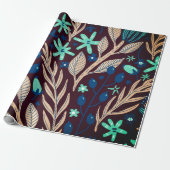 Midnight Floral Cadeaupapier (Uitgerold)