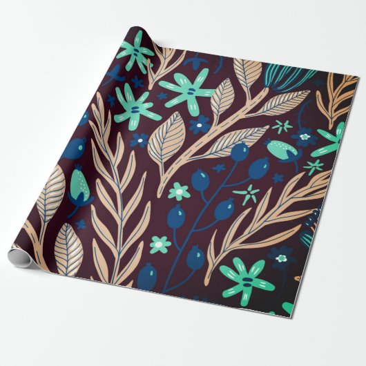 Midnight Floral Cadeaupapier (Uitgerold)