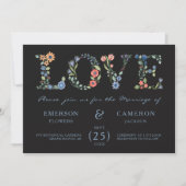 Midnight Floral LOVE Weddenschap Kaart (Voorkant)