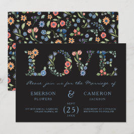 Midnight Floral LOVE Weddenschap Kaart