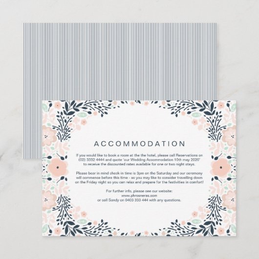  Midnight Floral Wedding Direction Card Informatiekaartje (Voorkant / Achterkant)
