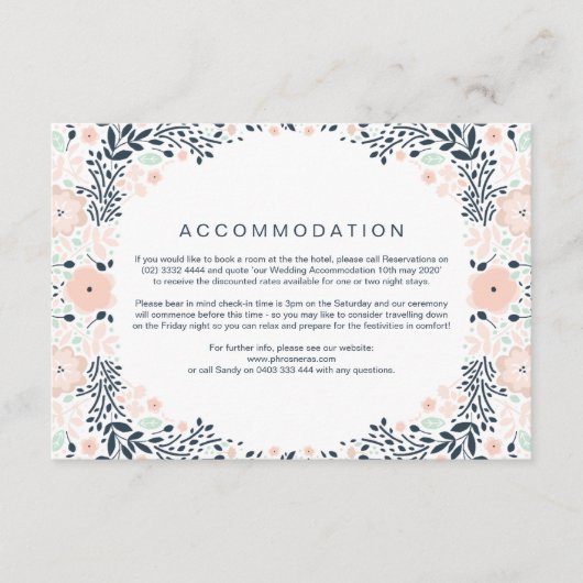  Midnight Floral Wedding Direction Card Informatiekaartje (Voorkant)