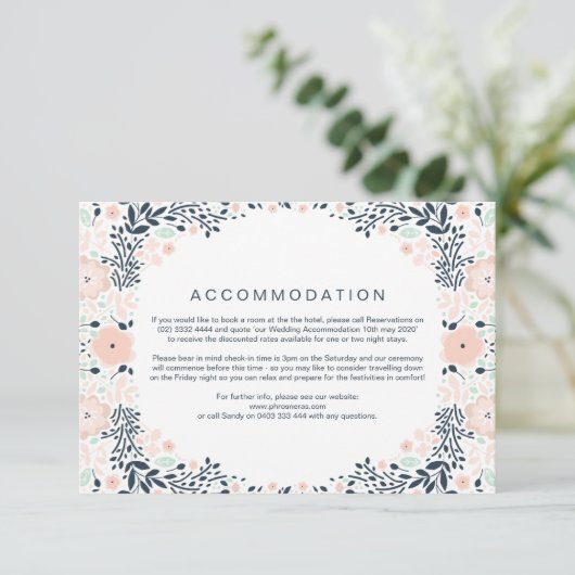  Midnight Floral Wedding Direction Card Informatiekaartje (Staand voorkant)