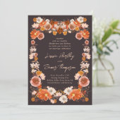 Midnight Floral Wedding Herfst Bouquet Kaart (Staand voorkant)
