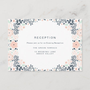  Midnight Floral Wedding Reception Card Informatiekaartje
