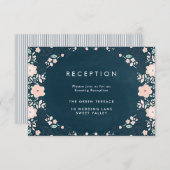 Midnight Floral Wedding Reception Card Informatiekaartje (Voorkant / Achterkant)
