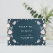 Midnight Floral Wedding Reception Card Informatiekaartje (Staand voorkant)