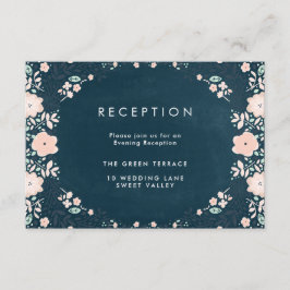  Midnight Floral Wedding Reception Card Informatiekaartje