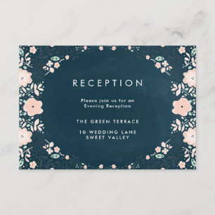  Midnight Floral Wedding Reception Card Informatiekaartje