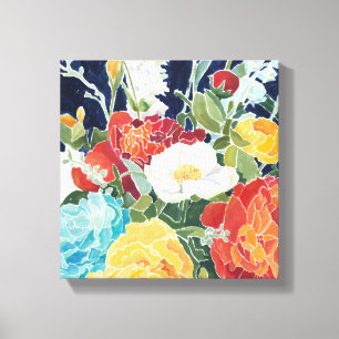 Midnight Florals I Canvas Afdruk