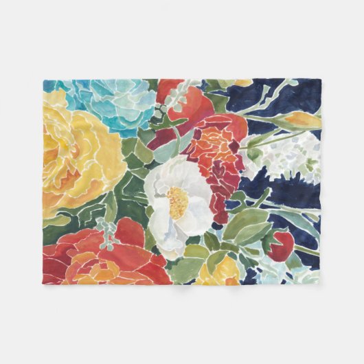 Midnight Florals I Fleece Deken (Voorkant (Horizontaal))