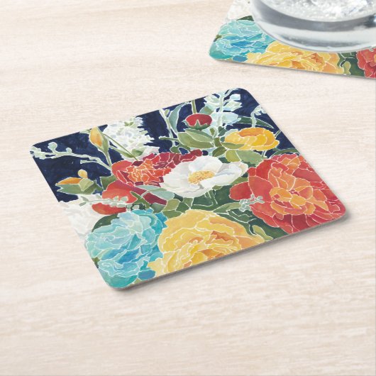 Midnight Florals I Kartonnen Onderzetters (Schuin)