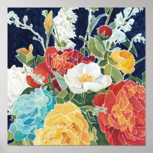 Midnight Florals I Poster