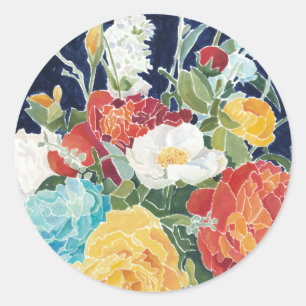 Midnight Florals I Ronde Sticker