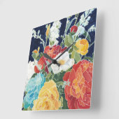 Midnight Florals I Vierkante Klok (Hoek)