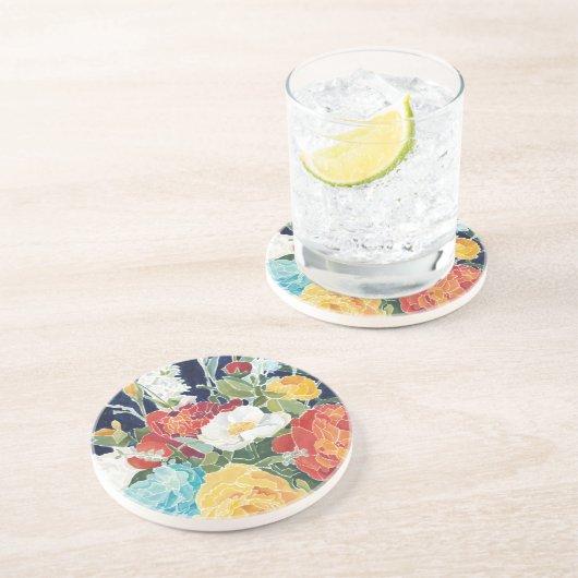 Midnight Florals I Zandsteen Onderzetter (Zijkant)