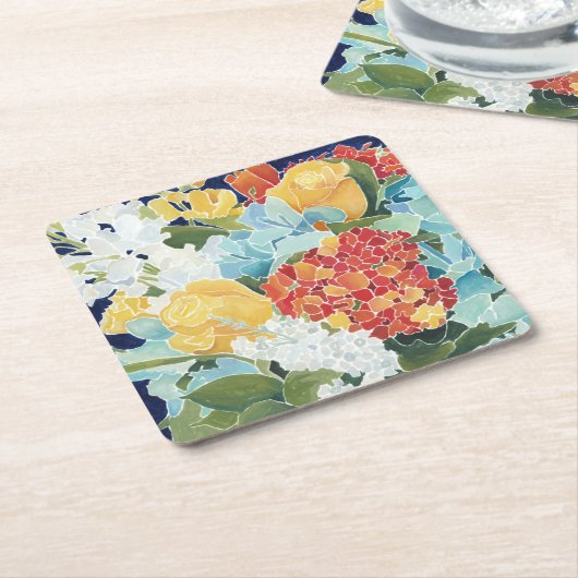 Midnight Florals II Kartonnen Onderzetters (Schuin)