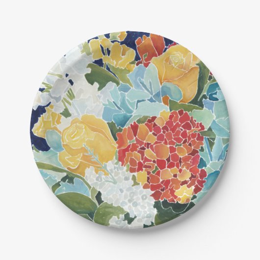 Midnight Florals II Papieren Bordje (Voorkant)