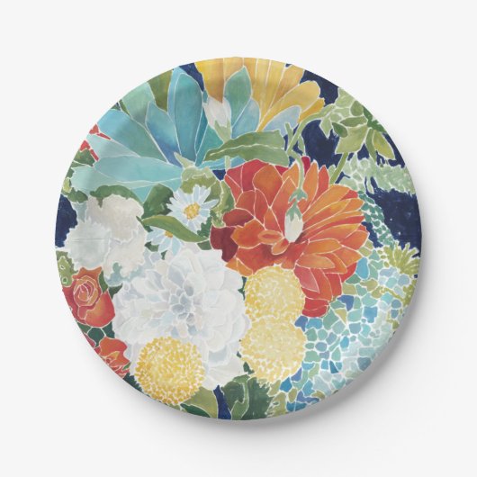 Midnight Florals III Papieren Bordje (Voorkant)