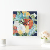 Midnight Florals III Vierkante Klok (Huis)