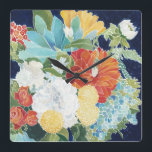 Midnight Florals III Vierkante Klok<br><div class="desc">Floral</div>