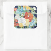 Midnight Florals III Vierkante Sticker (Tas)