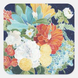 Midnight Florals III Vierkante Sticker