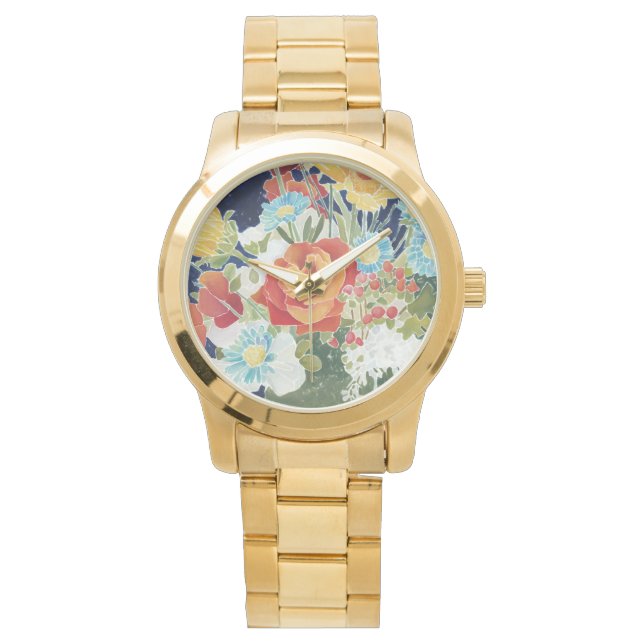 Midnight Florals IV Horloge (Voorkant)