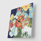 Midnight Florals IV Vierkante Klok (Hoek)