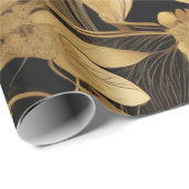 Midnight Florals: Zwart & Goud Glamour Cadeaupapier (Rol Hoek)