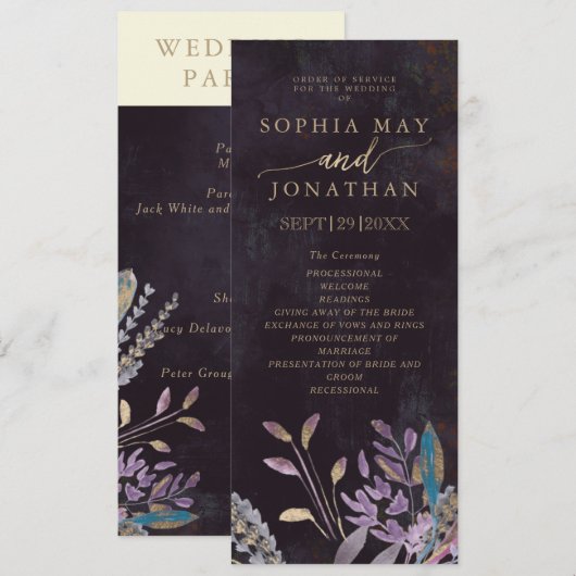 Midnight foliage Orde van de dienst Kaart (Voorkant / Achterkant)