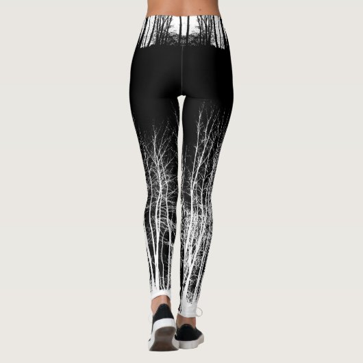 Midnight Forest Black en White Leggings (Achterkant)