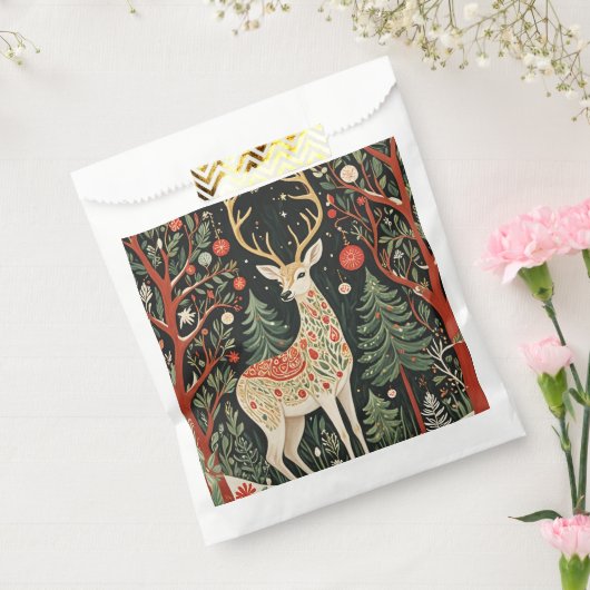 Midnight Forest Christmas Deer Bedankzakje (Gezegeld)
