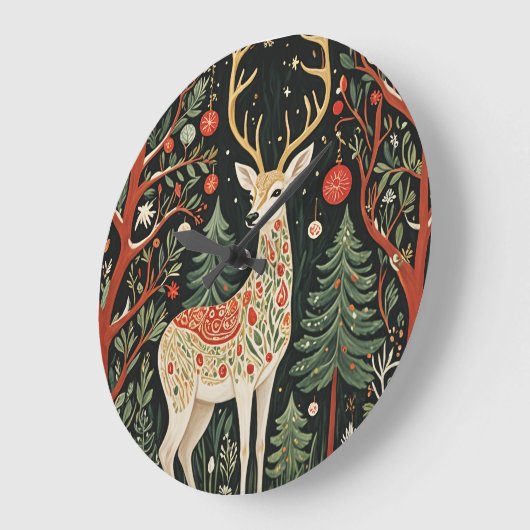 Midnight Forest Christmas Deer Grote Klok (Hoek)