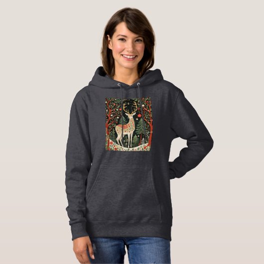 Midnight Forest Christmas Deer Hoodie (Voorkant volledig)