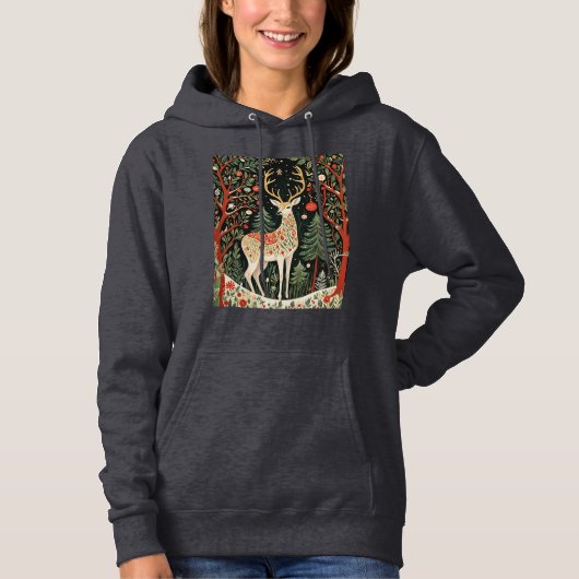 Midnight Forest Christmas Deer Hoodie (Voorkant)