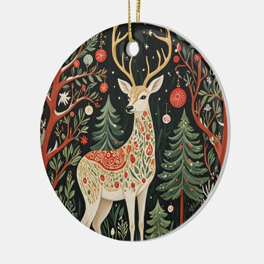 Midnight Forest Christmas Deer Keramisch Ornament (Links)