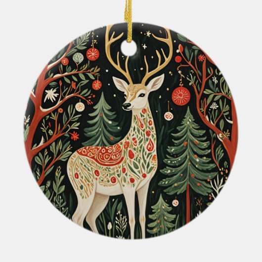 Midnight Forest Christmas Deer Keramisch Ornament (Achterkant)